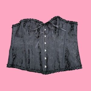 Plus size 4x Black corset top lace up back clasps front  bows bustier gothic